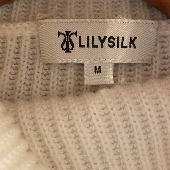 LILYSILK Women's Ribbed Turtleneck Wool Sweater Cream Size M - Picture 9 of 12